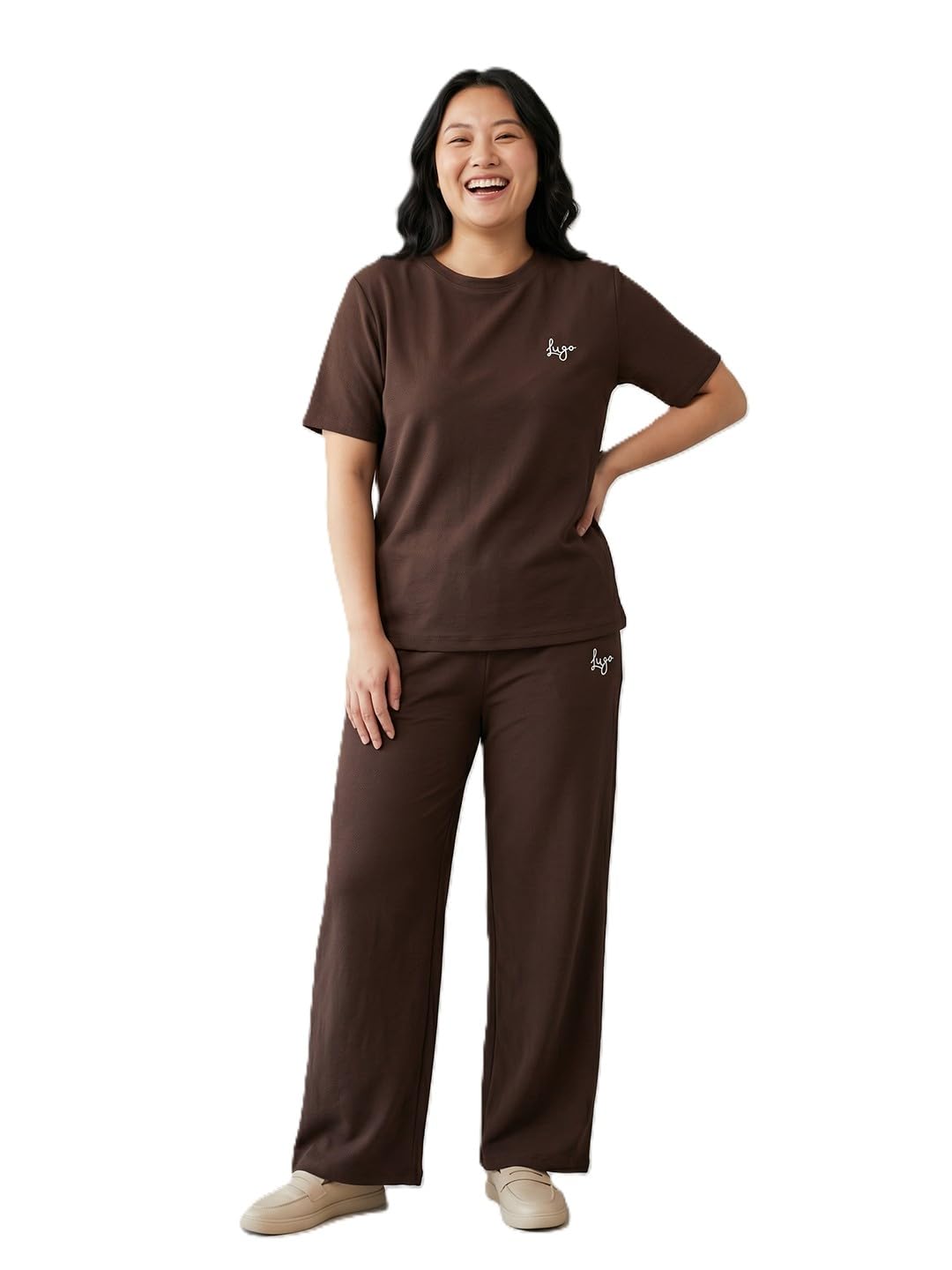 lugo Women's Solid Cotton Blend T-Shirt & Trouser Co-Ord Set | Round Neck Half Sleeve Top with Matching Pants | Casual Two-Piece Outfit for Women&Girls-picture-27