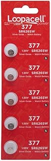 LOOPACELL 377/376 / SR626W / SR626SW / Silver Oxide Watch Batteries (Pack of 5) - 1.55V Long Lasting Coin Cell Battery for Watches, Toys, Decorations, Wristwatches, Remote Control, Mini Radio