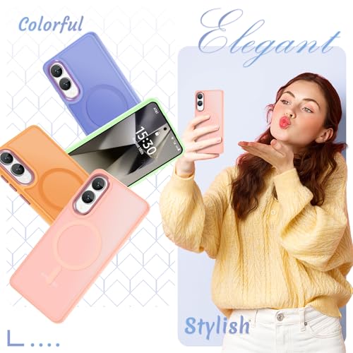 Image of YENAPOON for Samsung Galaxy S25 Edge Case, Matte Magnetic Case, Pink | Fit for Magsafe, Screen Protector Included, Translucent Frosted Slim Shockproof Protective Phone Cover