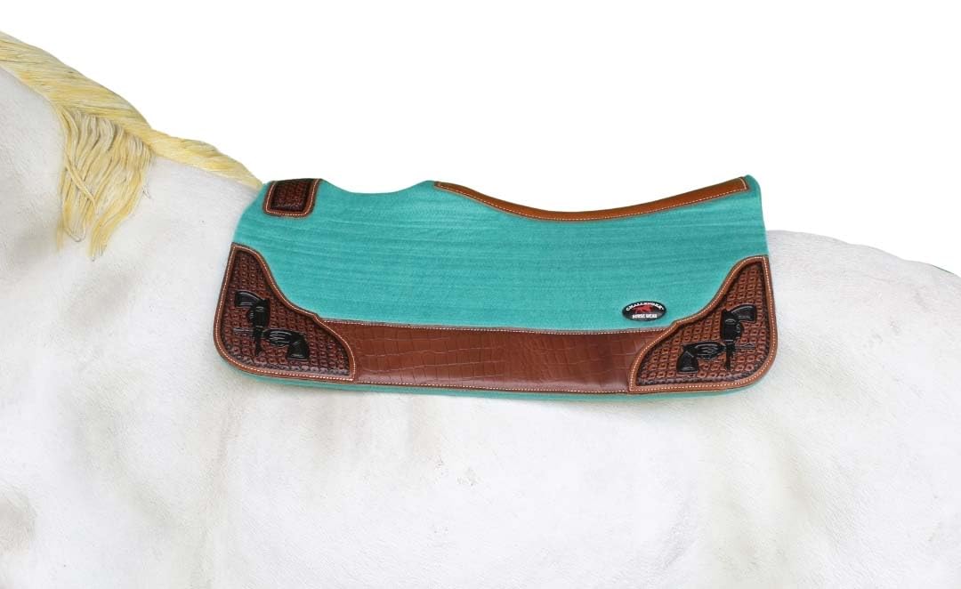 CHALLENGER Horse 39208TL - Sottosella terapeutico in feltro di lana, 81 x 76 cm, colore: foglia di tè