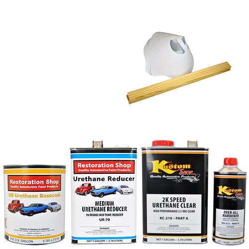 Restoration Shop - Arctic White Urethane Basecoat with Clearcoat Auto Paint - Complete Medium Gallon Paint Kit - Professional High Gloss Automotive, Car, Truck Refinish Coating