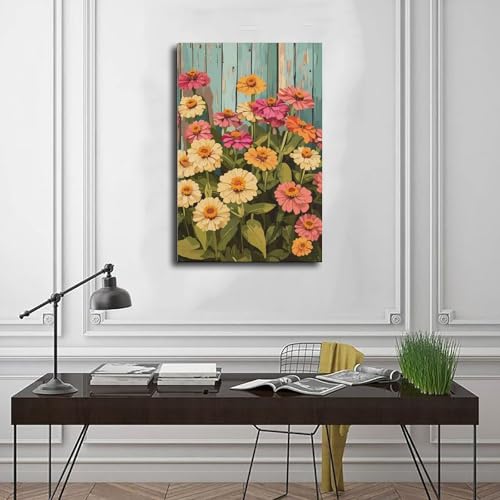 Poster sur toile rustique zinnia UTGN contre les murs vides
