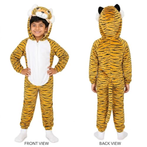 Image of Raj Costume Animal Fancy Dress Costume for Boys & Girls | Hooded Full Body Wildlife Zoo Animal Jumpsuit | Soft Costume for School Function, Fancy Dress, Halloween, Birthday, Cosplay & Role Play