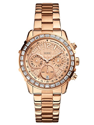 GUESS Women's U0016L5 Dazzling Hi-Energy Rose Gold-Tone Chronograph Sport Watch with Genuine Crystal Accents