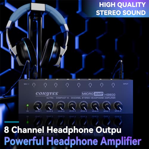 image for COKYISS Headphone Amplifier,8 Channel Stereo Headphone Amp,Portable Me