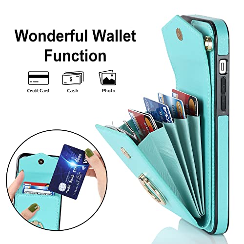 Szhaiyu Flip Leather Wallet Phone Cases For Iphone 14 Pro Max Crossbody Case With Credit Card Holder Ring Strap Lanyard 6.7'' Women Rfid Blocking Protective Purse (Blue,Ip 14 Pro Max) #TOP2