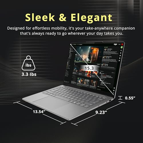 Image of Lenovo Yoga Slim 7i Aura Edition AI Laptop, 15.3 inch 2.8K 120Hz Touchscreen, Intel Core Ultra 7 256V, 16GB LPDDR5X, 1.5TB Storage (512GB SSD+1TB Docking), Backlit Keyboard, Wi-Fi 7, Win 11 Pro, Gray