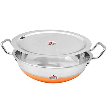 NUTRI STAR Nutristar Stainless Steel Copper- Bottom Kadai with Lid Capacity 2000 mL