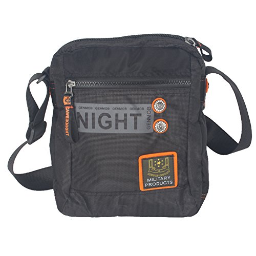 INNTURT Nylon Messenger Shoulder Bag Sling Bag Daypack Casual (Medium-Black)