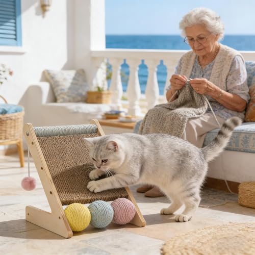 Tapis d'emploi et planche à gratter triangulaire interactive pour chat - 3
