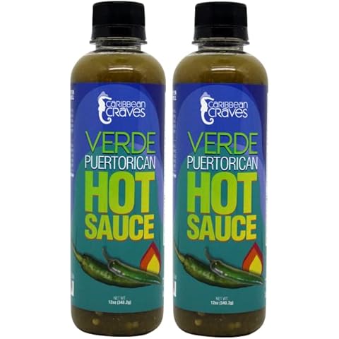 Caribbean Craves - Puerto Rican Hot Sauce - 12oz (Bulkier Size) (Verde (2pk), Pickled Jalapeño Peppers) Cover