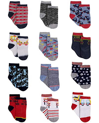 Rising Star Baby Boy Socks: Critter, Space, Cars - Socks for Infant Boys (0-24M)