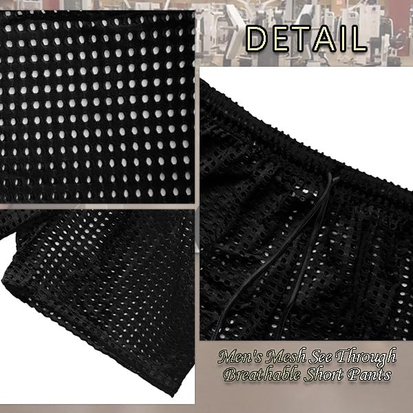 Men's Mesh Fishnet See Through Pants Openwork Drawstring Lounge Long Pants Pajamas Bottoms3