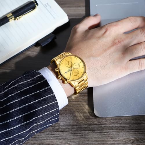 Image of NIBOSI Men's Watches Analog Minimalist Black Dial Watch for Man Business Chronograph Casual Watches Stainless Steel Strap Date