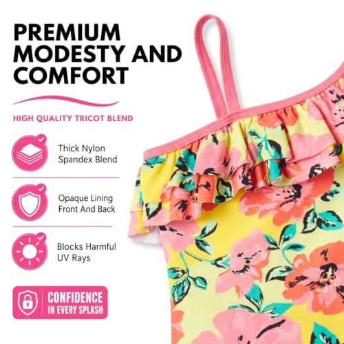 Image of Kanu Surf Girls Morgan Floral Ruffle 1-Shoulder 1-piece Swimsuit