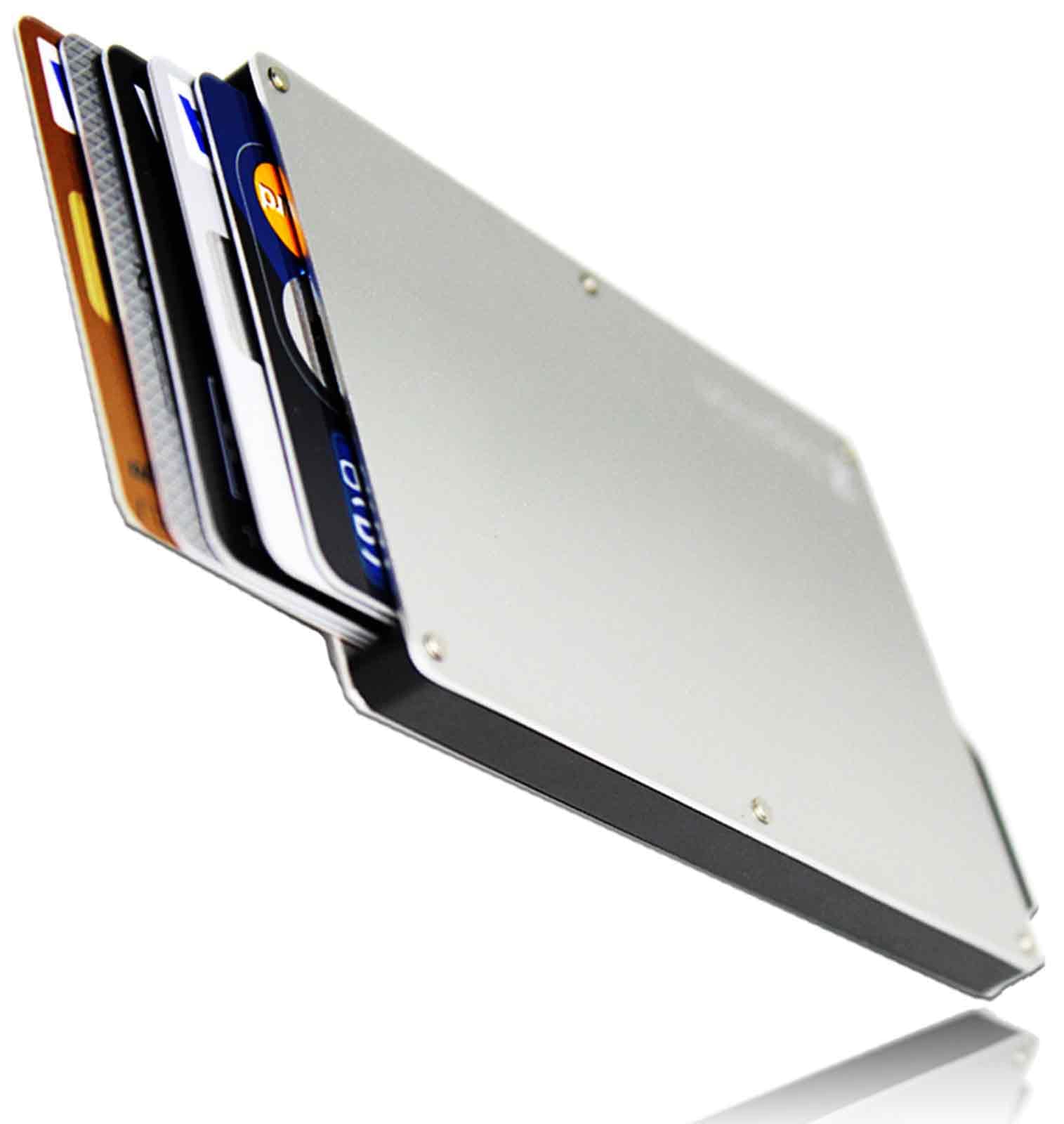 [zepirion] カードケース クレジットカードケース メンズ スキミング防止 RFID アルミ ワンタッチ スライド式 薄型 高耐久 マネークリップなし シルバー