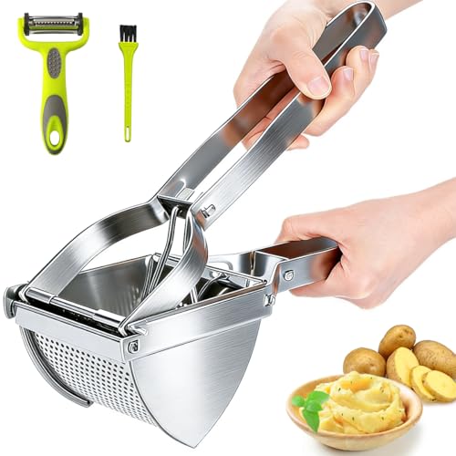 HOTLIKE Kartoffelpresse aus Edelstahl, Spätzlepresse 3 PCS Set, Professionelle Spätzlechef mit...