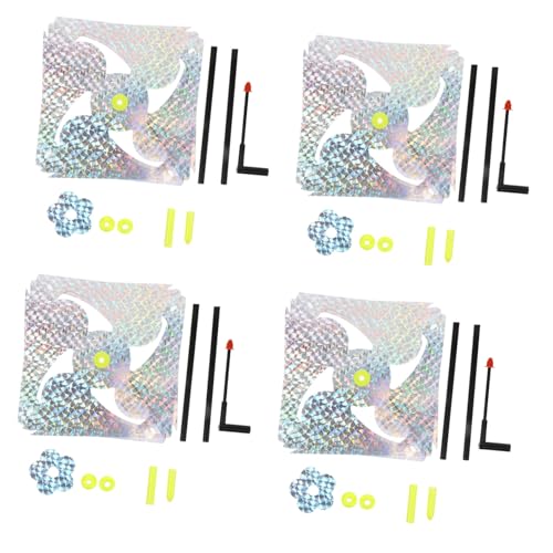 OFFSCH 4 pezzi Girandole Riflettenti Mulino Vento per Gioco All Aperto Antiuccelli per Giardino Cortile e Fattoria Resistenti e Facili da Inserire nel Terreno