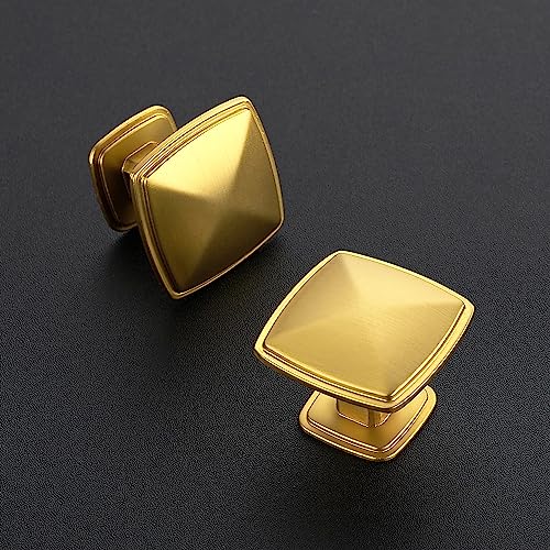 Image of Ravinte 10 Pack Square Single Hole Gold Kitchen Cabinet Knobs Dresser Drawer Cabinet Pulls Drawer Knobs Cabinet Hardware Contemporary Antique Rustic Knobs with Screwdriver