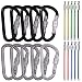 SourceTon 3" 10 Pack D Shape Spring-loaded Strong and Lightweight Large Carabiners Clip Set, Outdoor Camping Screw Gate Lock Hooks BONUS 10 PCS 4.3" Stainless Steel Wire Ring Cable Loops