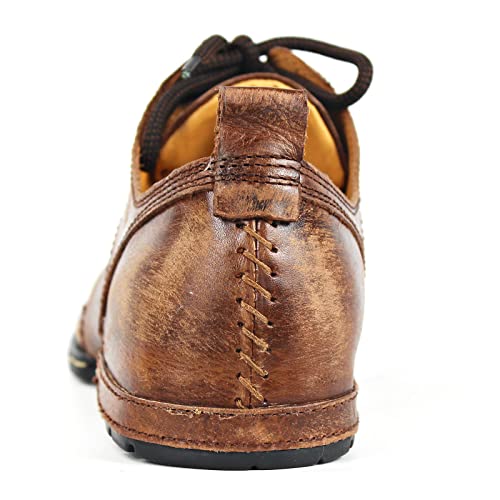 Image of OSSTONE Moto Boots for Men Fashion lace-up Leather Chukka Boots Casual Shoes OS-6015-1-RED-BROWN-R