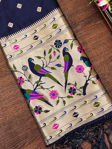 Image of DEVANGI Women's Woven Paithani Banarasi Silk Dupatta /Chunni For Women, Floral Print 1 Meter Wide and 2.3 Meter Length Printed Designer Dupatta /Chunni For Girls