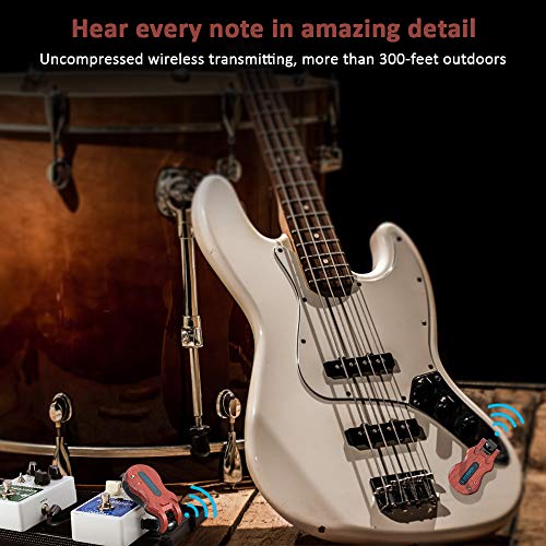 ammoon Wireless Guitar Transmitter Receiver 5.8 Ghz Guitar Wireless System 4 Channels 100 Feet Transmission Range for Electric Guitar Bass