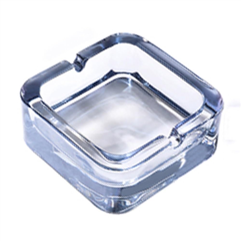 Smoking Accessories Bar Cafe Commercial Ashtray Glass Ashtray, Household Square Transparent Glass Ashtrays(Blue)