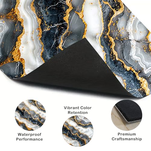 Image of Nuxovilar Stove Top Cover for Electric Stove, 20x28 Inch Polyester Glass Cooktop Protector with Agate Pattern with Gold Veins, for Kitchen Decor & Daily Use