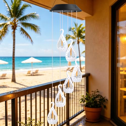 Image of Toodour Solar Wind Chime, Flame Wind Chimes Karez, LED Decorative Mobile, Gifts for Mom Grandma, Waterproof Outdoor Decorative Lights for Garden, Patio, Yard, Window Decor(Warm White)