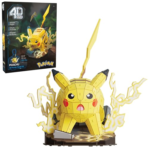 4D Build - Pokémon Pikachu - detailreicher 3D-Modellbausatz aus hochwertigem Karton, 201 Teile, leicht zu Bauen, ab 12 Jahren, Rot