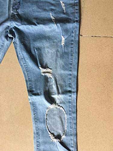 Andongnywell Men's Ripped Stretchy Knee Destroyed Slim Jeans Tapered Leg Denim Pants Zipper Pencil Pant 5