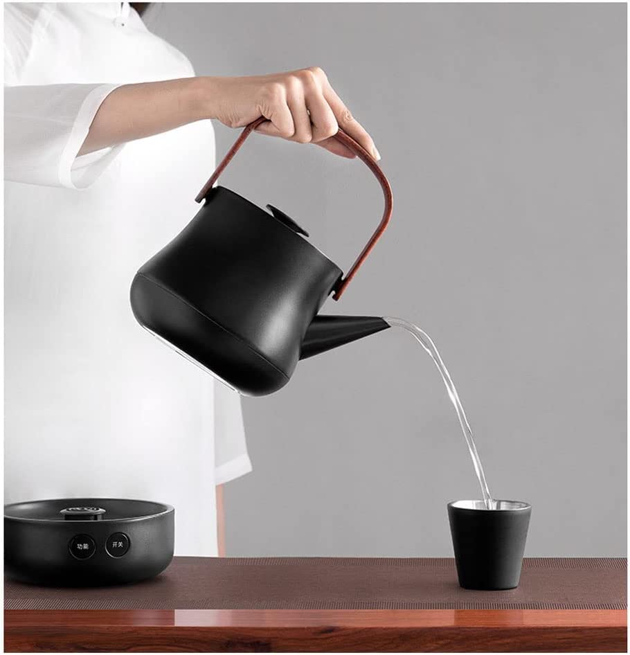 Hervidor eléctrico tradicional con filtro y mango, acero inox 800ml negro
