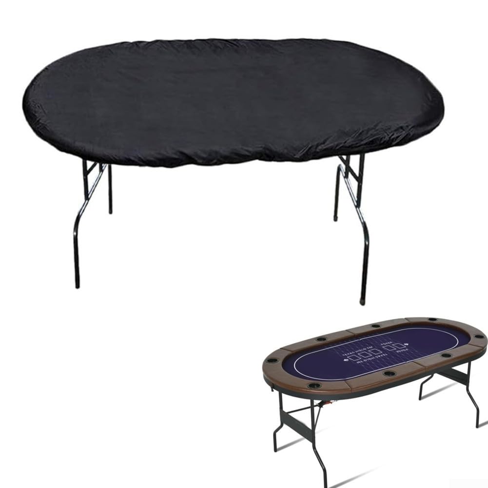 Copertura ovale per tavolo da poker con materiale impermeabile Oxford 420D e coulisse per una protezione affidabile contro gli elementi esterni (caffè)