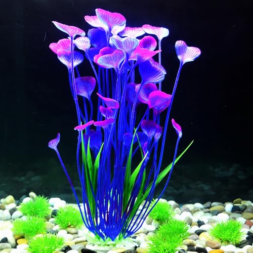 Image of Artificial Aquarium Plants, Purple, 16 inch, 2 Pack | Plastic, Fish Tank Decoration, Tall Ornament