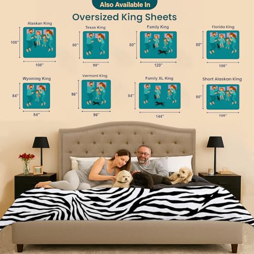 Image of SGI 108 inchx108 inch 4 Pc Alaskan King Sheet Set 600 TC 15 inch Deep, Zebra Print