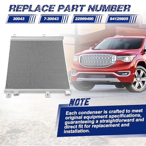 Image of Air Conditioning A /C Condenser Compatible with Cadillac XT5 / Chevrolet Blazer /GMC Acadia # 30043, 7-30043, 22999490, 84129805