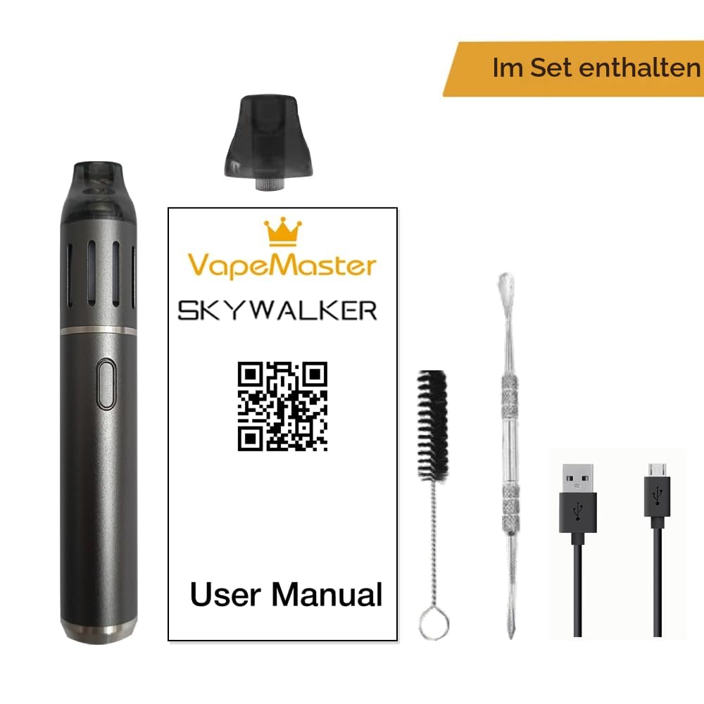 Vaporizer Kräuter Portabler Verdampfer - VapeMaster Skywalker Premium Herb Vaporizer, Keramikkammer Und 360 Grad Heizung, Temperatur Kontrolle, Reiner Dampf