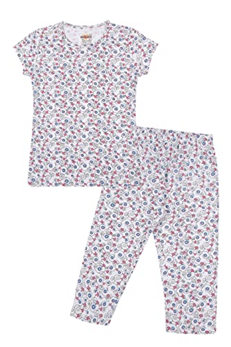 Image of SINI MINI Round Neck with Half Sleeve Top & Capri Beige Girls Casual Pack of 1 Night Suit Set