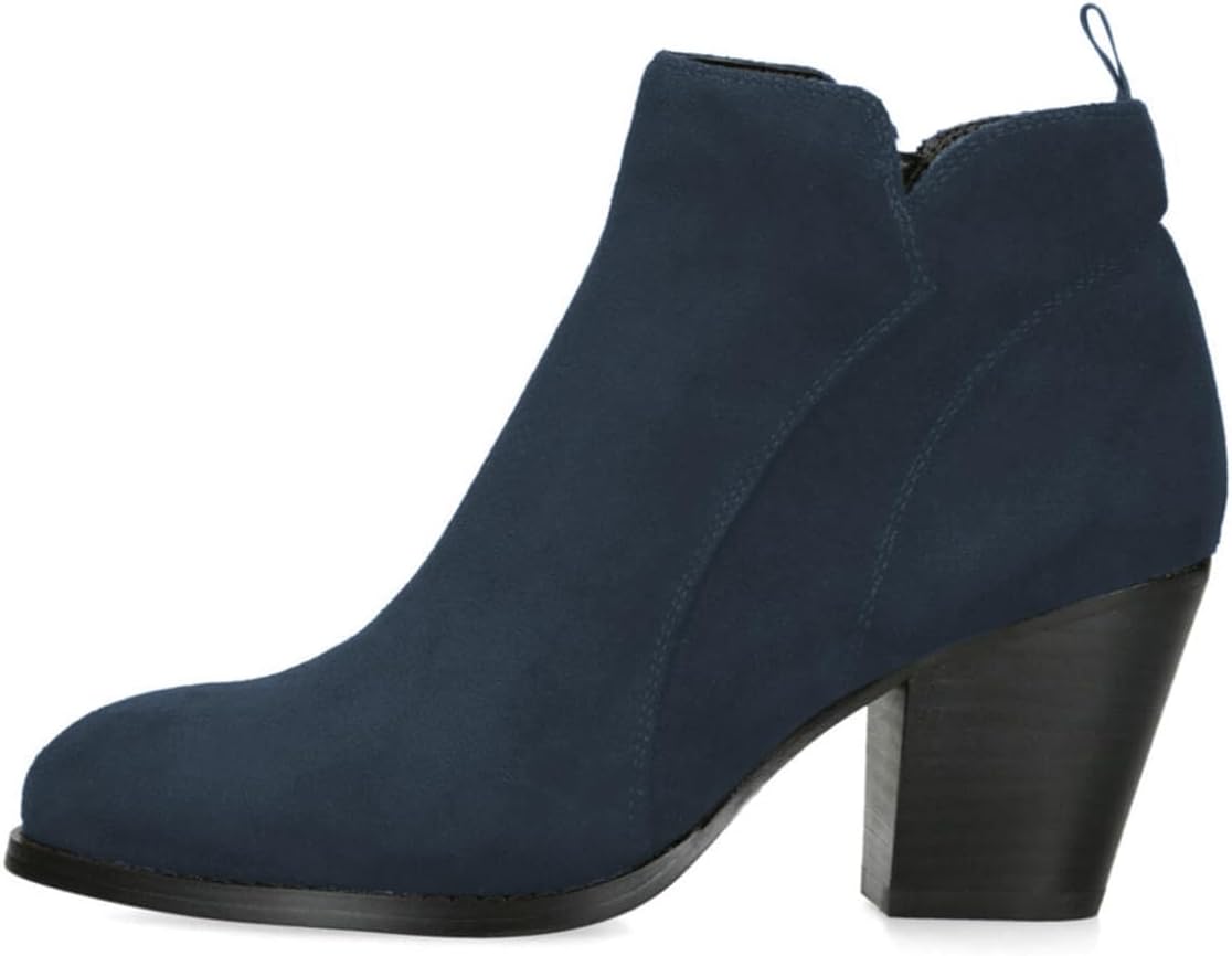 FOWT Women Comfy Round Toe Chunky Mid Heel Ankle Boots Side Zipper Ladies Trendy Casual Daily Booties Size 4-16 US