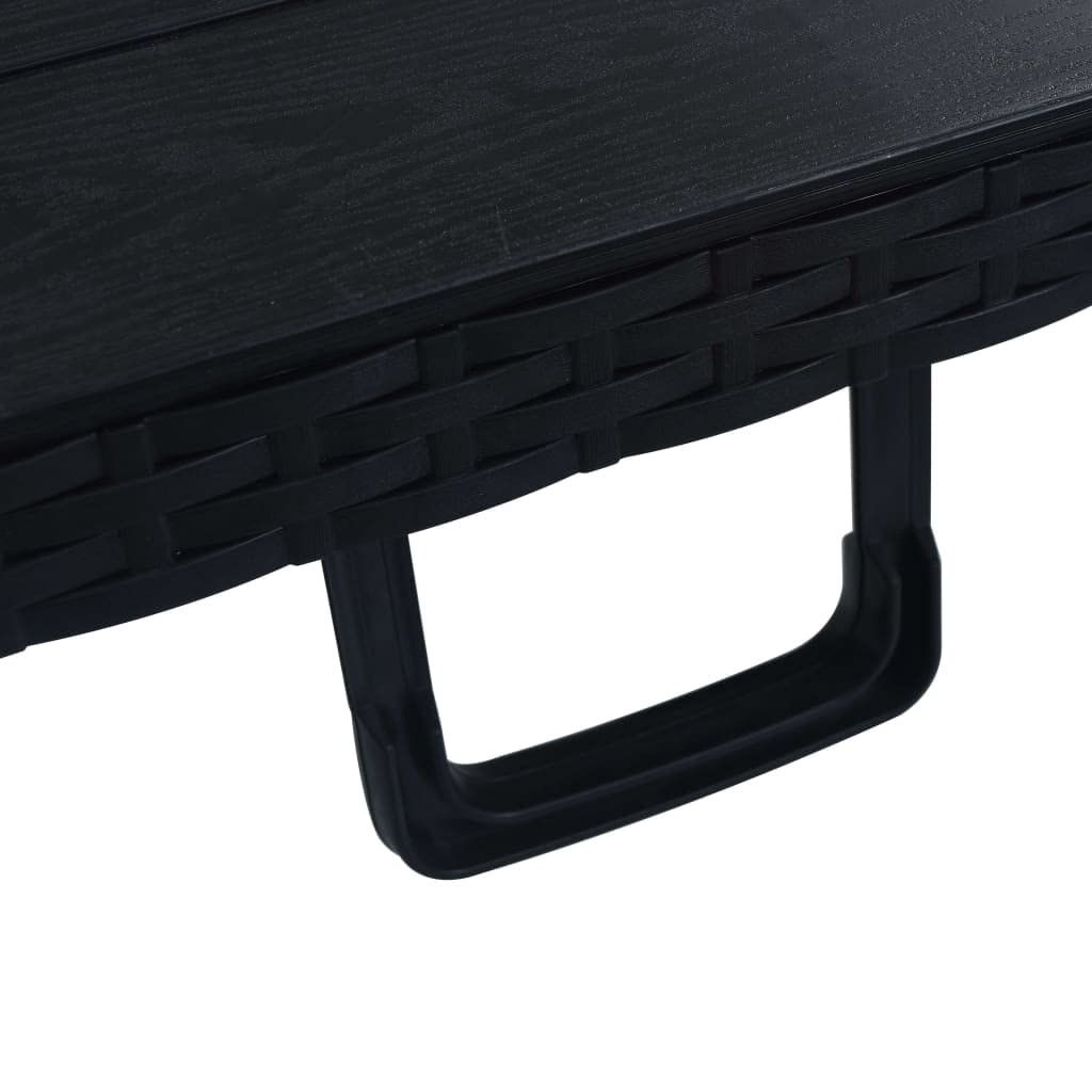Tavolo da giardino pieghevole, nero, 180 x 75 x 72 cm, HDPE, effetto rattan, resistente alle intemperie, stabile, leggero, con maniglia per il trasporto, ideale per balcone, terrazza, esterni