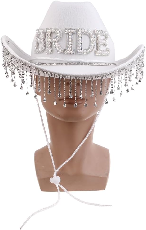 Summer BRIDE Letter Cowboy Hat for Bride Wedding Party Taking Photo Hat
