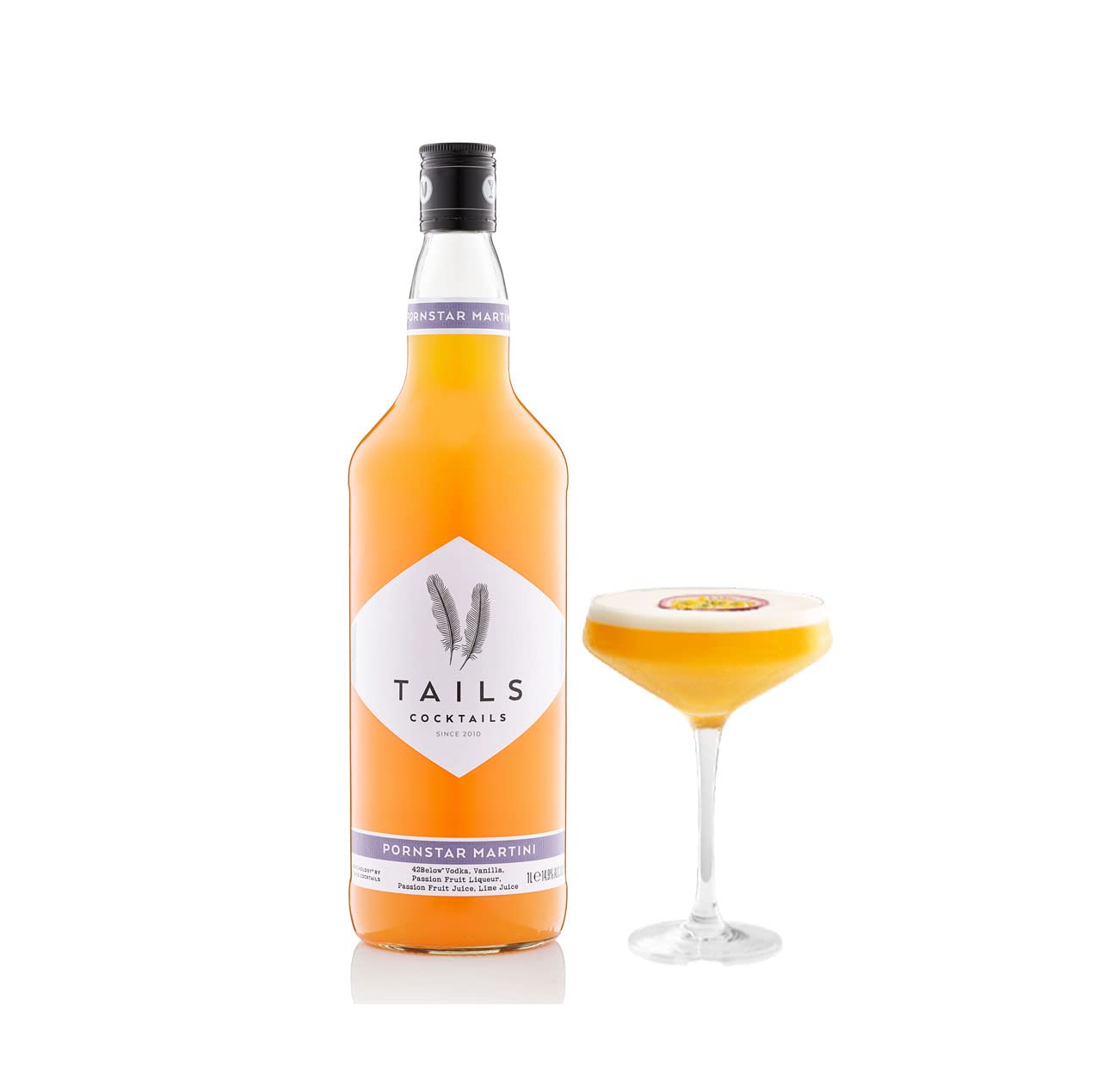 Tails Cocktails 6er Set Pornstar Martini 6x 1L (14,9% Vol) Fertig Cocktail Ready to Drink mit Mixcompany Grußkarte - [Enthält Sulfite]