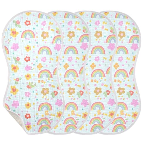 xigua Colorful Rainbows Baby Burp Cloths for Newborn Boys and Girls 2 Pack, Soft & Absorbent Cotton Baby Burp Cloth, Baby Washcloths, Newborn Towel, Burp Rags3
