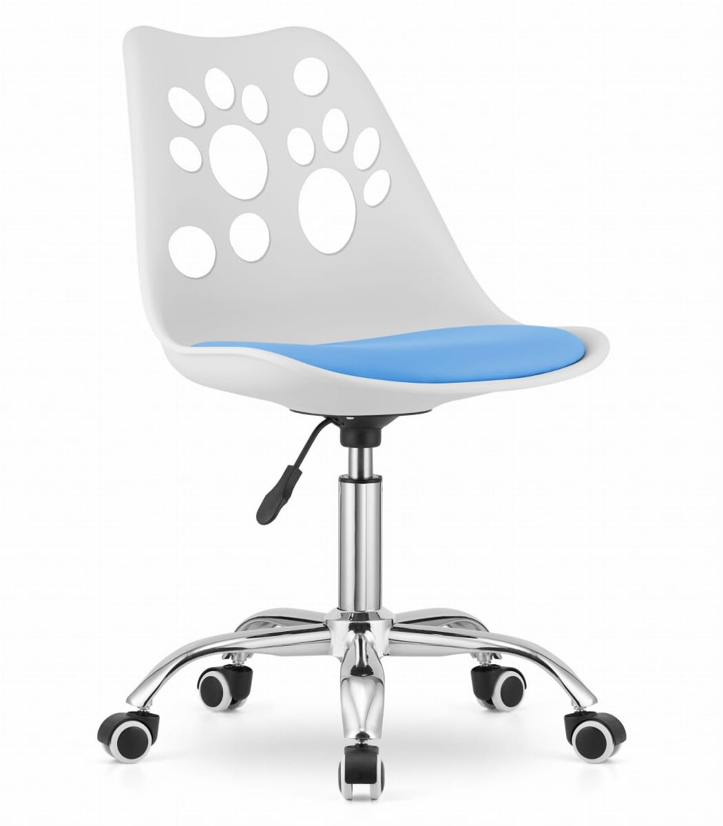 Silla Oficina con Ruedas 360 °- Cadeira Escritorio para Sala de Estudio - Fácil de Montar y Base Cromada