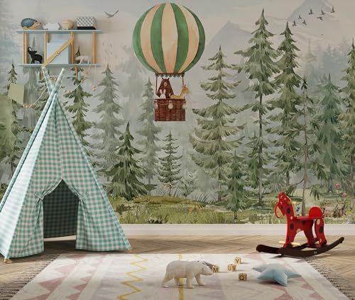 Wallpaper Children's Forest Animals, Wall Mural Fabric, Forest fo...