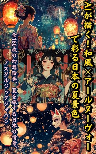 AIが描く!和風×アールヌーヴォーで彩る日本の夏景色: 全160枚の幻想絵巻、夏を旅する日本の情景、ノスタルジックジャパン