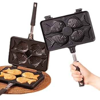 たい焼き　黒XL Amazon | 韓国風鯛焼きツール 家庭用 たい焼き型4個取り たい