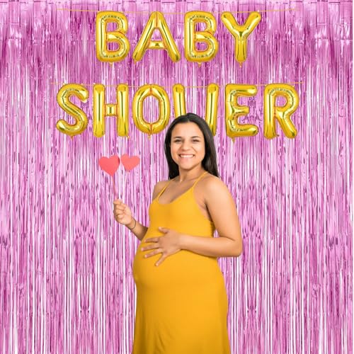 Image of Baby Shower Banner Gold for Home Foil Balloon Decoration Decor Celebration Golden