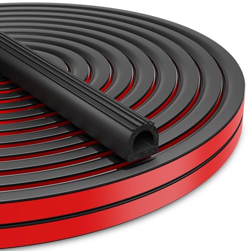 UIOCSSC EPDM Rubber D-Shaped Weather Stripping 26FT RV Door Seal with Strong Self Adhesive Trailer & Truck Bed Seal Tonneau Cover Marine Boat Hatch Gasket W:0.59; H:0.61